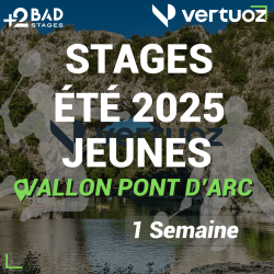 Stage Badminton Jeunes Vallon-Pont-d'Arc Été 2025